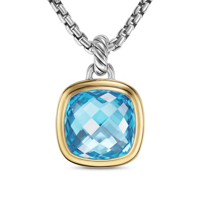 David Yurman Necklaces Albion Pendant in Sterling Silver with 18K Yellow Gold and Blue Topaz 15mm David Yurman Necklaces Albion Pendant in Sterling Silver with 18K Yellow Gold and Blue Topaz 15mm