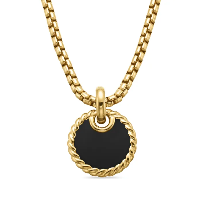 David Yurman Necklaces DY Elements Disc Pendant in 18K Yellow Gold with Black Onyx Reversible to Mother of Pearl 155mm David Yurman Necklaces DY Elements Disc Pendant in 18K Yellow Gold with Black Onyx Reversible to Mother of Pearl 155mm
