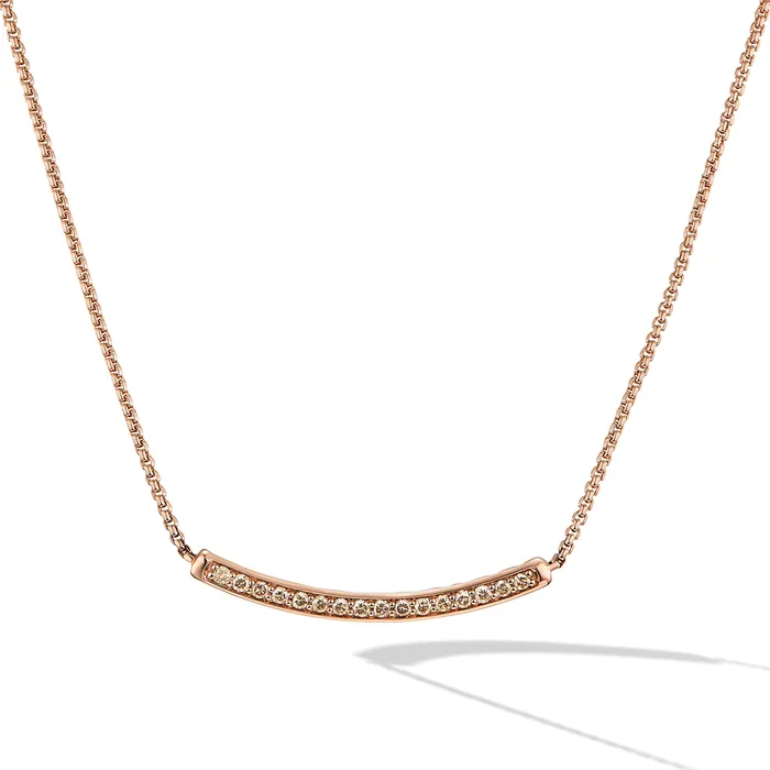 David Yurman Necklaces Petite Pav Bar Necklace in 18K Rose Gold with Cognac Diamonds 125mm