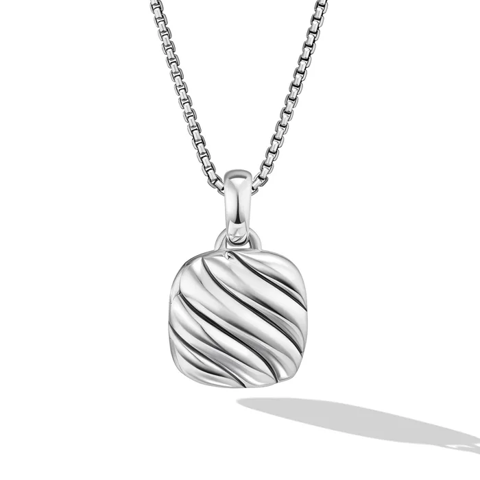David Yurman Necklaces Sculpted Cable Square Locket in Sterling Silver 225mm