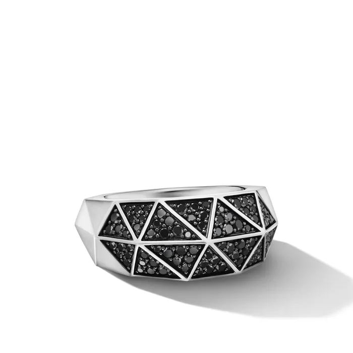 David Yurman Rings Torqued Faceted Signet Ring in Sterling Silver with Black Diamonds 113mm David Yurman Rings Torqued Faceted Signet Ring in Sterling Silver with Black Diamonds 113mm