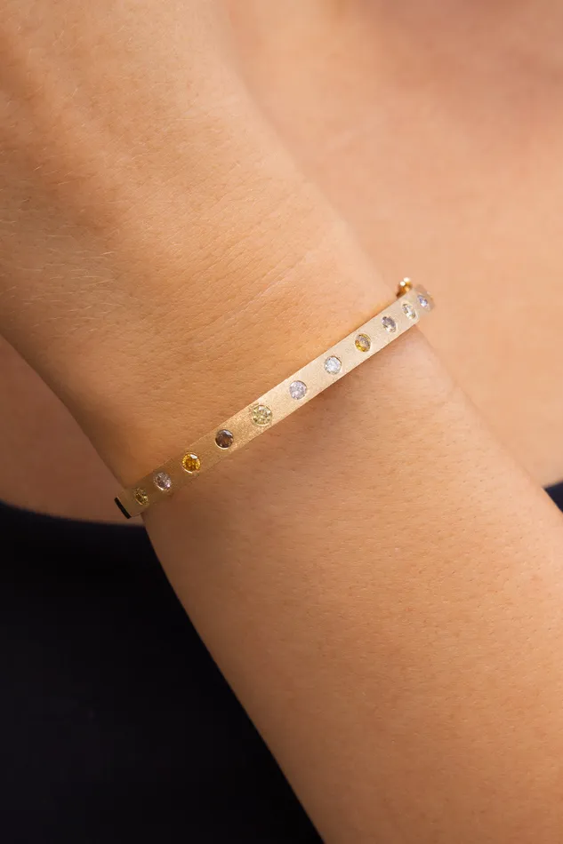 Dunes MultiColor Diamond Wide Bangle Sethi Couture Bracelets