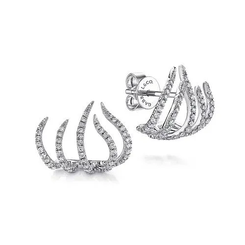Earrings 14K White Gold Diamond Tendril Stud Earrings GABRIEL CO