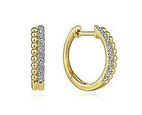 Earrings 14K Yellow Gold Bujukan Pave 10mm Diamond Huggie Earrings GABRIEL CO