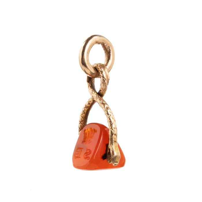 Earrings Bell Bird Antiques Georgian Era Diminutive Twin Serpent Fob