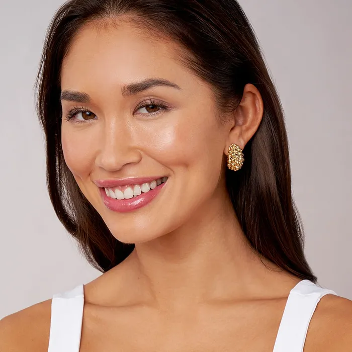 Earrings Caviar Gold Large 18K Gold Omega Clip Earrings LAGOS