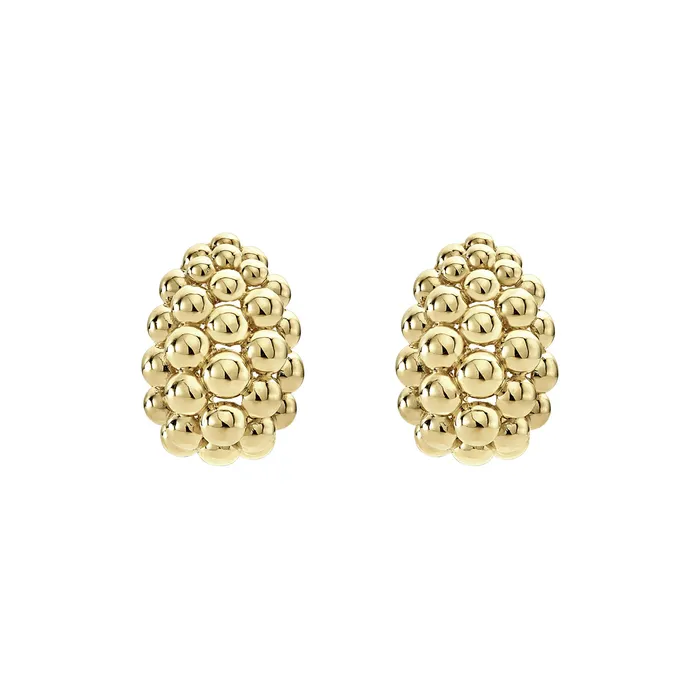 Earrings Caviar Gold Large 18K Gold Omega Clip Earrings LAGOS