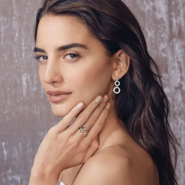 Earrings Caviar Spark Diamond Circle Drop Earrings LAGOS