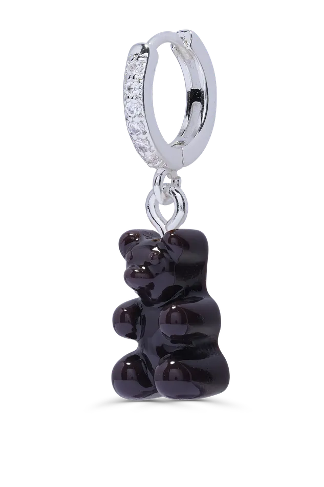 Earrings Crystal Haze Jewelry Nostalgia Bear Hoop Silver plated Licorice