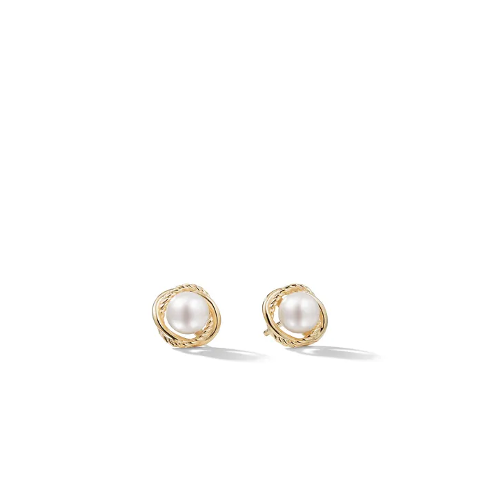 Earrings David Yurman Crossover Infinity Pearl Stud Earrings in 18K Yellow Gold with Pearls 10mm