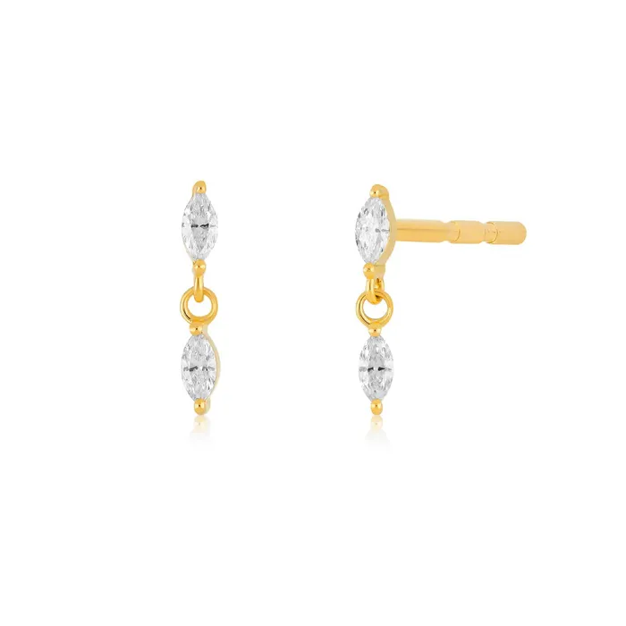 Earrings EF COLLECTION Double Marquise Diamonds Dangle Stud Earrings