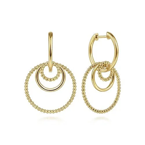 Earrings GABRIEL CO 14K Yellow Gold Multi Circles Bujukan Ball Huggies