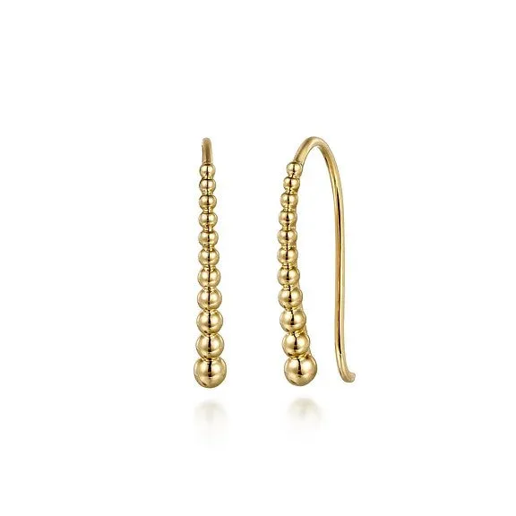 Earrings GABRIEL CO 14K Yellow Plain Gold Graduating Bujukan Ball Drop Frenchwire Earrings