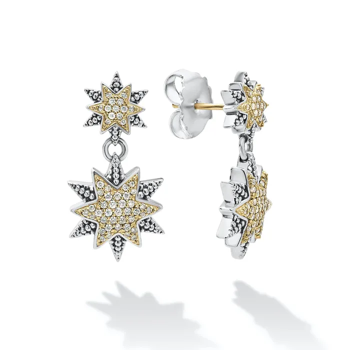 Earrings LAGOS North Star TwoTone Star Diamond Drop Earrings