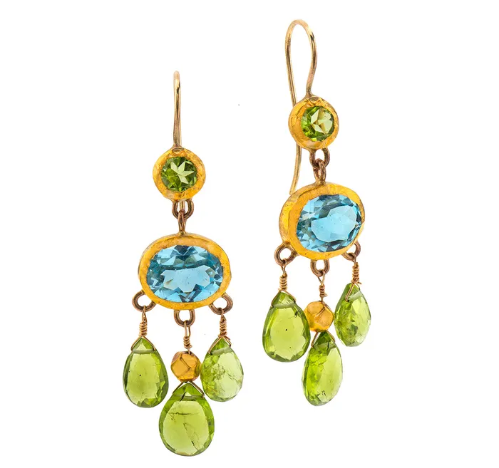Earrings Nava Zahavi Nava Zahavi Yellow Gold Peridot and Blue Topaz Chandelier Earrings Earrings Nava Zahavi Nava Zahavi Yellow Gold Peridot and Blue Topaz Chandelier Earrings