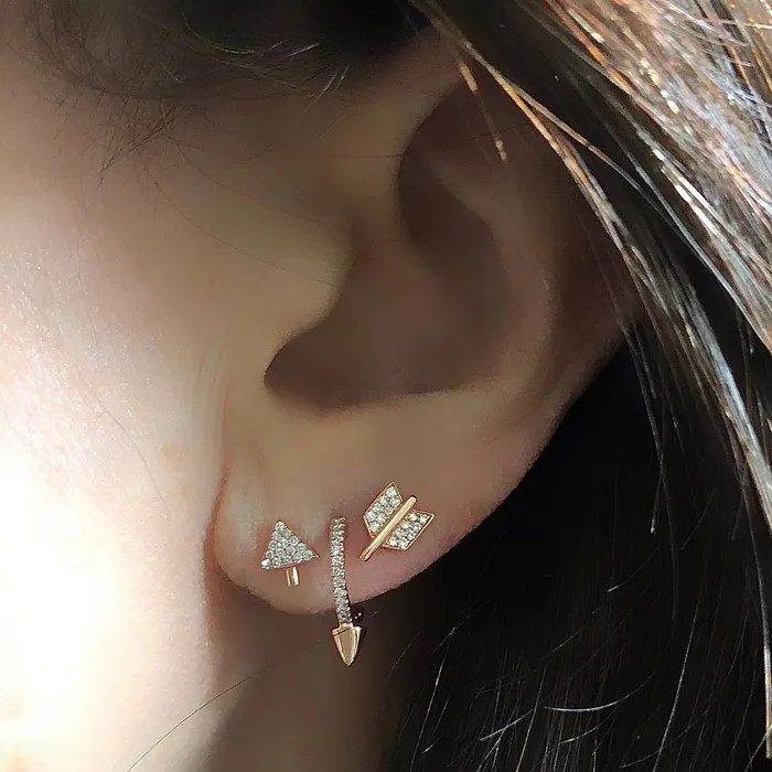 Earrings NicoleHD Jewelry Diamond Huggie With One Spike