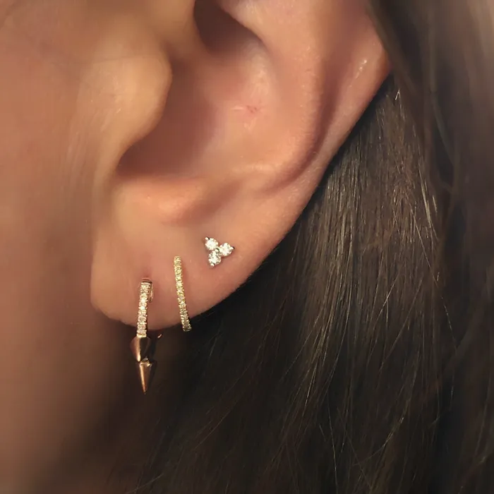 Earrings NicoleHD Jewelry Three Diamond Triangle Prong Earring