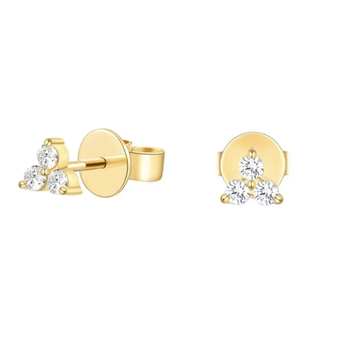 Earrings NicoleHD Jewelry Three Diamond Triangle Prong Earring