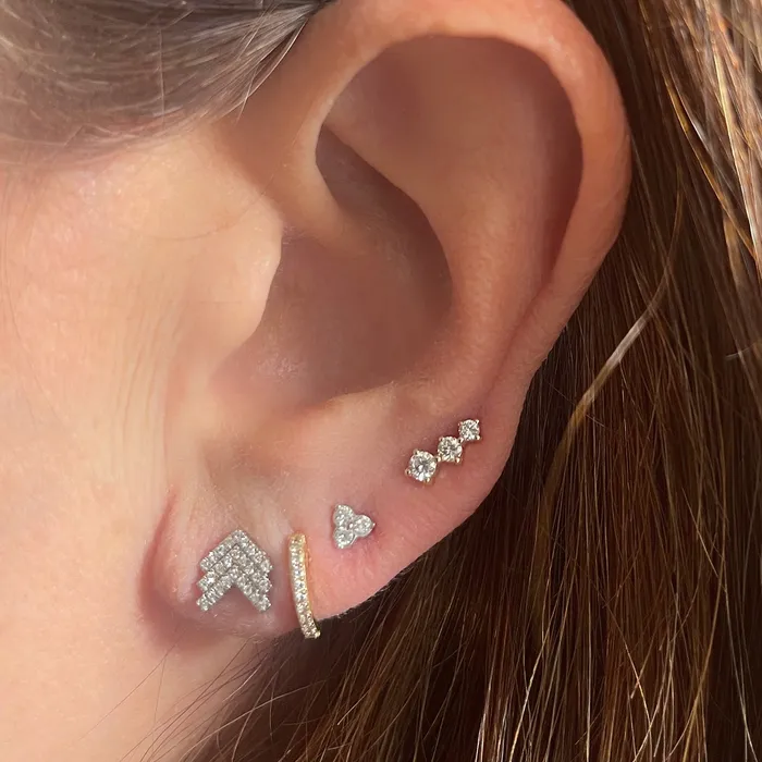 Earrings NicoleHD Jewelry Three Diamond Triangle Prong Earring