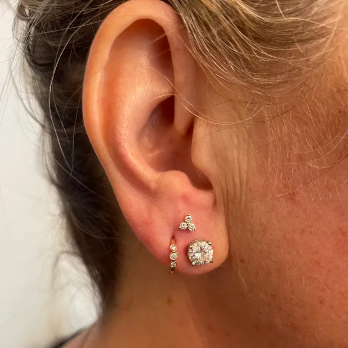 Earrings NicoleHD Jewelry Three Diamond Triangle Prong Earring