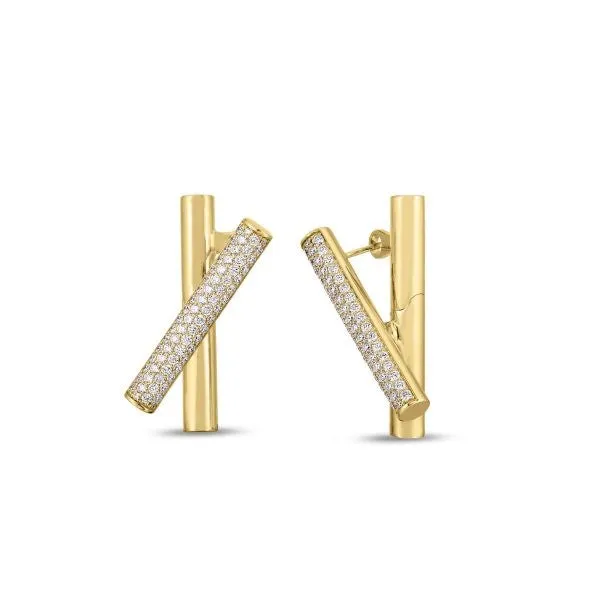 Earrings ROBERTO COIN 18K YELLOW GOLD DOMINO DIAMOND CROSSOVER EARRINGS