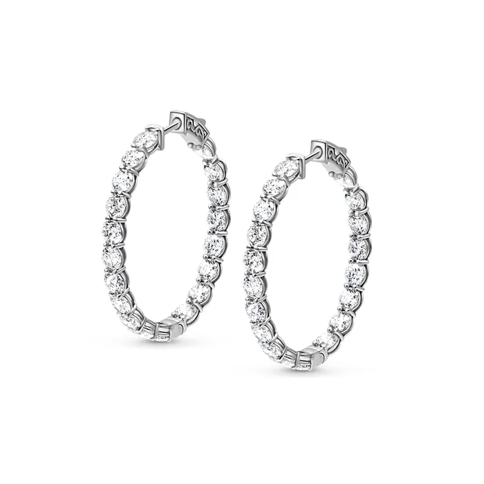 Earrings Round Diamond Hoop Earrings Polachecks Collection