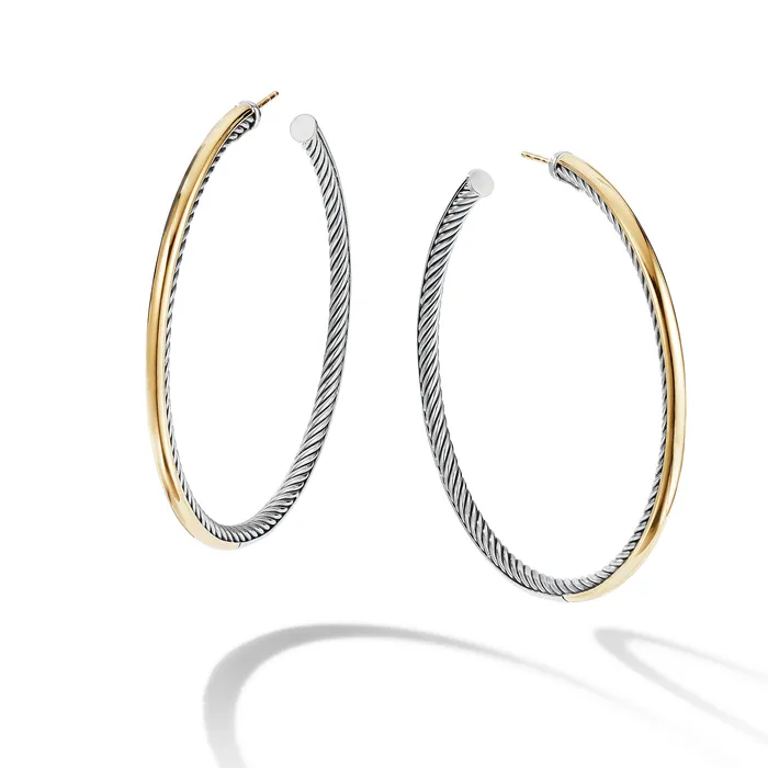 Earrings Sculpted Cable Hoop Earrings in Sterling Silver with 18K Yellow Gold David Yurman Earrings Sculpted Cable Hoop Earrings in Sterling Silver with 18K Yellow Gold David Yurman