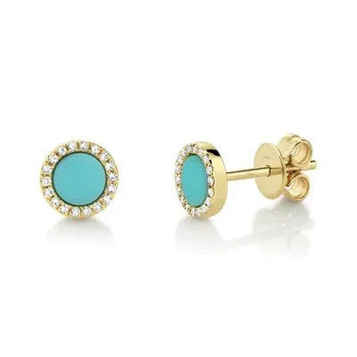Earrings SHY CREATIONS 008CT DIAMOND 047CT COMPOSITE TURQUOISE STUD EARRING