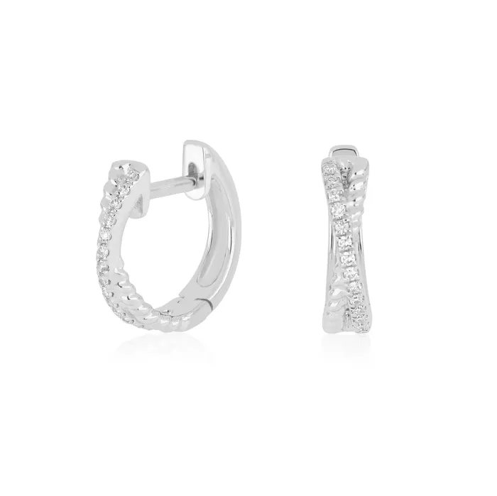 EF COLLECTION Earrings Interlocking Diamond Twist Huggie Earrings