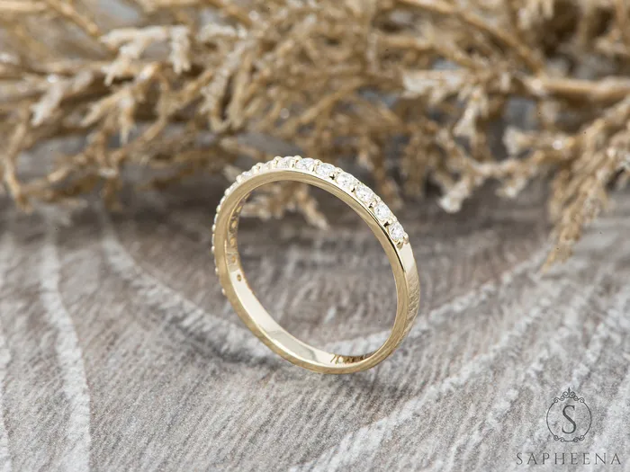 Emilia 13 Ct Half Eternity Wedding Band Sapheena Jewelry Rings