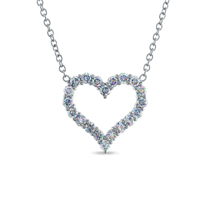 FACETS OF FIRE 14KWG 150CTW FOF RD DIA HEART NECKLACE Necklaces