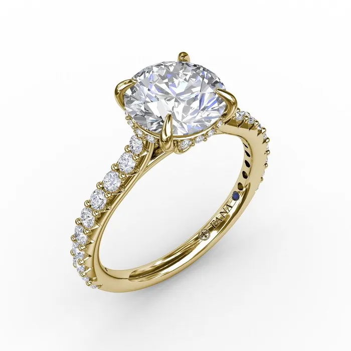 FANA Rings Classic Round Diamond Solitaire Engagement Ring With Hidden Pav Halo FANA Rings Classic Round Diamond Solitaire Engagement Ring With Hidden Pav Halo