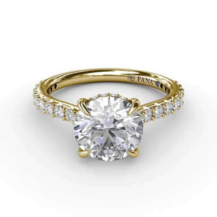 FANA Rings Classic Round Diamond Solitaire Engagement Ring With Hidden Pav Halo FANA Rings Classic Round Diamond Solitaire Engagement Ring With Hidden Pav Halo