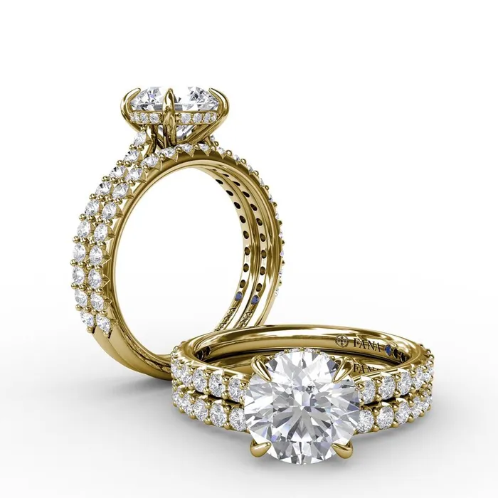 FANA Rings Classic Round Diamond Solitaire Engagement Ring With Hidden Pav Halo FANA Rings Classic Round Diamond Solitaire Engagement Ring With Hidden Pav Halo