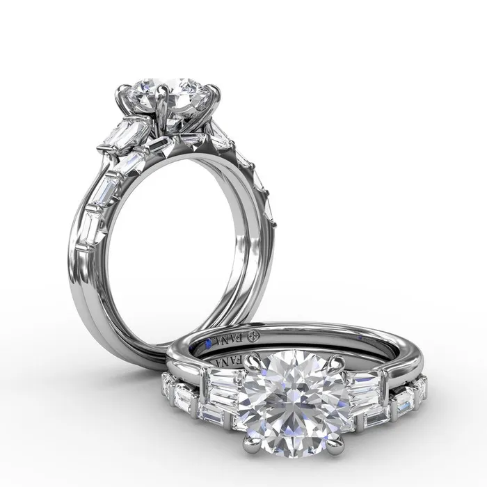 FANA Rings Double Baguette Diamond Engagement Ring