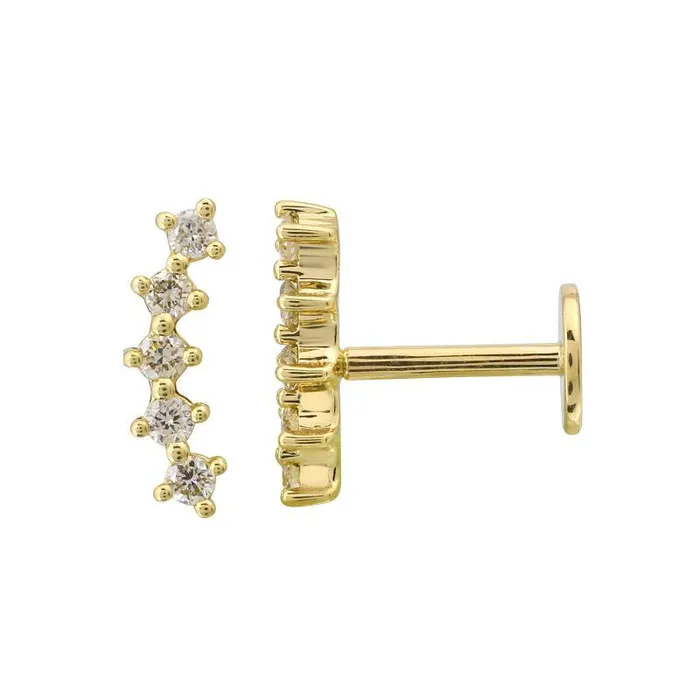 Flat Back Five Prong Set Diamond Crawler NicoleHD Jewelry Earrings