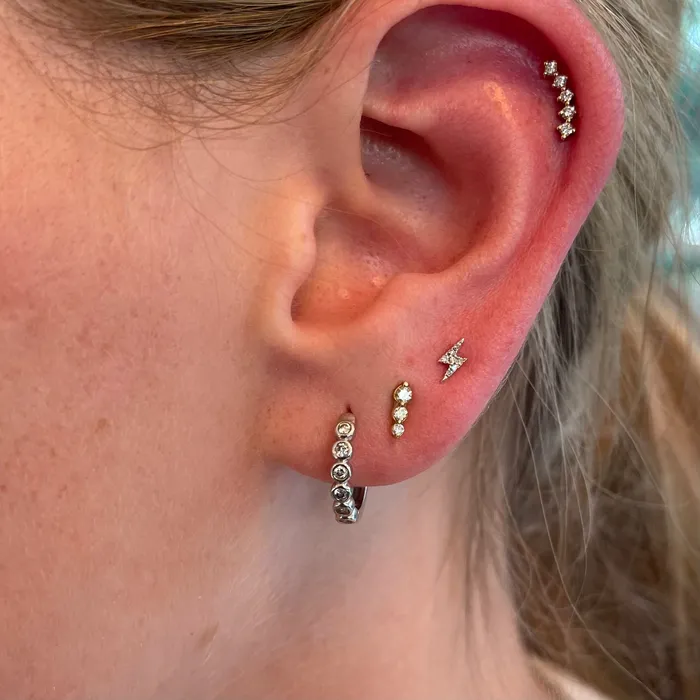 Flat Back Five Prong Set Diamond Crawler NicoleHD Jewelry Earrings