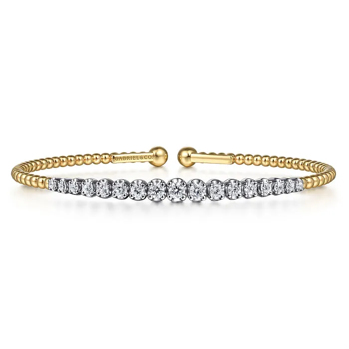 GABRIEL CO 14K White and Yellow Gold Diamond Bujukan Bangle Bracelets