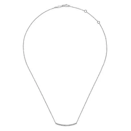 GABRIEL CO 14k White Gold Curving Diamond Bar Necklace Necklaces