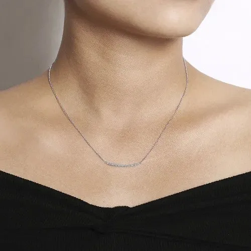 GABRIEL CO 14k White Gold Curving Diamond Bar Necklace Necklaces