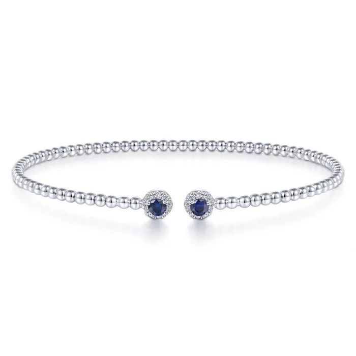 GABRIEL CO 14K White Gold Diamond and Sapphire Fashion Bangle Bracelets