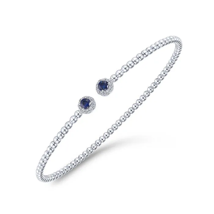 GABRIEL CO 14K White Gold Diamond and Sapphire Fashion Bangle Bracelets