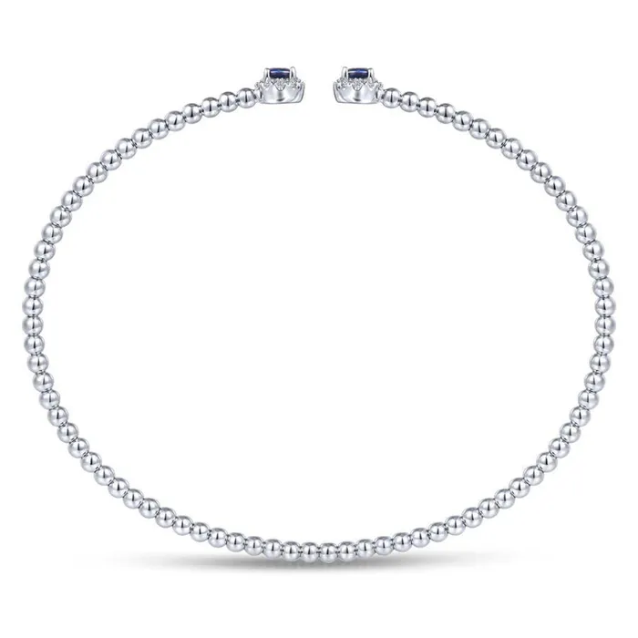 GABRIEL CO 14K White Gold Diamond and Sapphire Fashion Bangle Bracelets