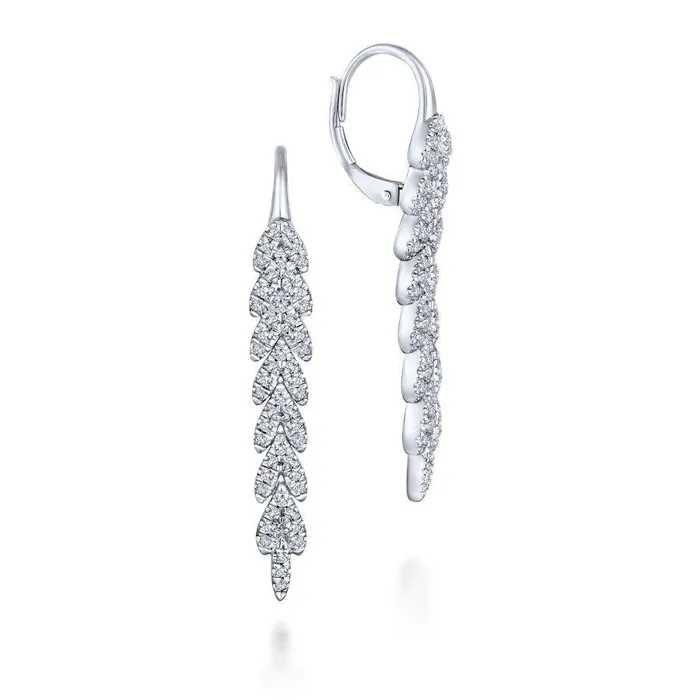 GABRIEL CO 14K White Gold Elongated Vertical Diamond Branch Drop Earrings Earrings GABRIEL CO 14K White Gold Elongated Vertical Diamond Branch Drop Earrings Earrings