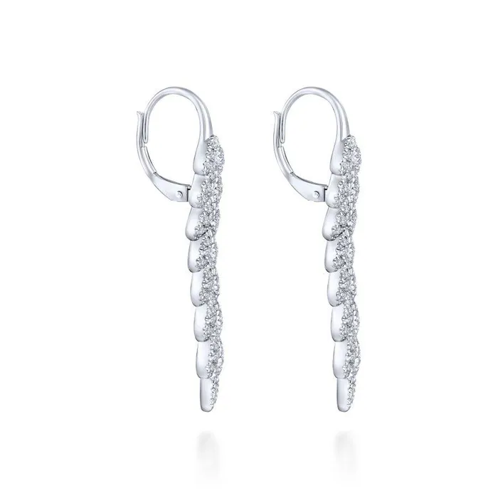 GABRIEL CO 14K White Gold Elongated Vertical Diamond Branch Drop Earrings Earrings GABRIEL CO 14K White Gold Elongated Vertical Diamond Branch Drop Earrings Earrings