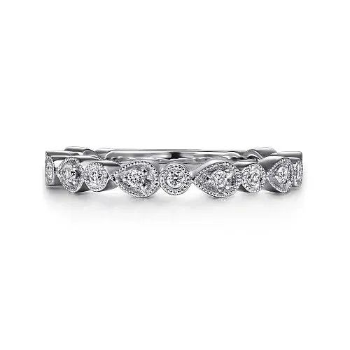 GABRIEL CO 14K White Gold Pear and Round Station Stackable Diamond Ring Rings GABRIEL CO 14K White Gold Pear and Round Station Stackable Diamond Ring Rings