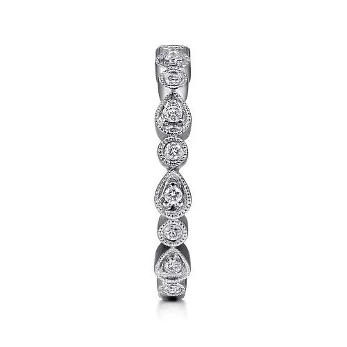GABRIEL CO 14K White Gold Pear and Round Station Stackable Diamond Ring Rings GABRIEL CO 14K White Gold Pear and Round Station Stackable Diamond Ring Rings
