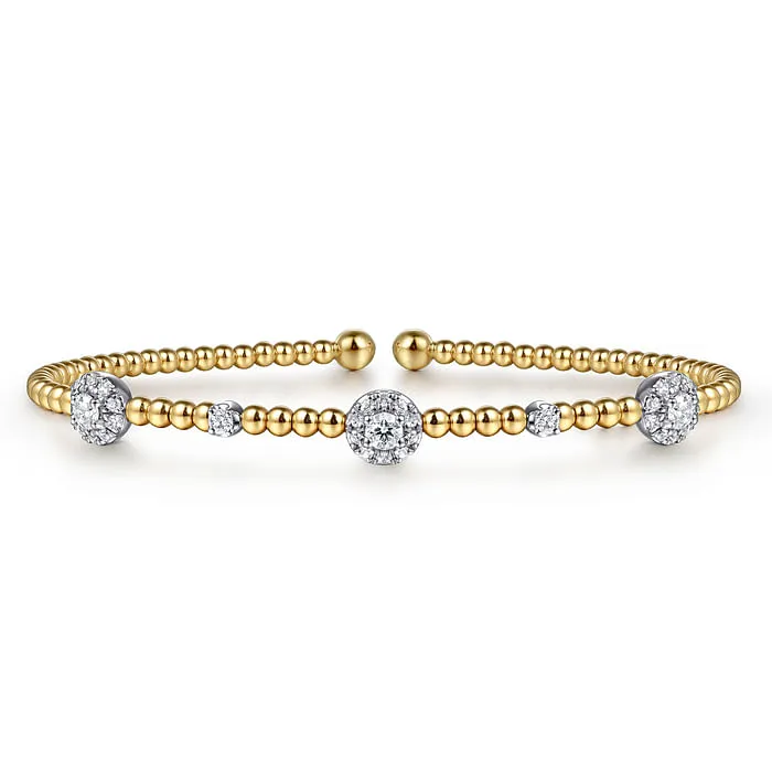 GABRIEL CO 14K WhiteYellow Gold Bujukan Diamond Cluster Stations Bangle Bracelets GABRIEL CO 14K WhiteYellow Gold Bujukan Diamond Cluster Stations Bangle Bracelets
