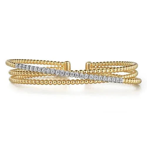 GABRIEL CO 14K WhiteYellow Gold Bujukan Diamond Criss Cross Bangle Bracelets GABRIEL CO 14K WhiteYellow Gold Bujukan Diamond Criss Cross Bangle Bracelets