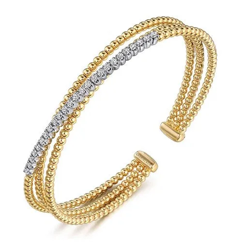 GABRIEL CO 14K WhiteYellow Gold Bujukan Diamond Criss Cross Bangle Bracelets GABRIEL CO 14K WhiteYellow Gold Bujukan Diamond Criss Cross Bangle Bracelets